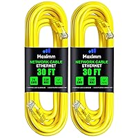 Maximm Cat 6 Ethernet Cable 30 ft 2 Pack - High-Speed LAN Cable, Internet Cable, Patch Cable, and Network Cable - UTP, 10Gbps, 550MHz Ethernet Cord - Yellow