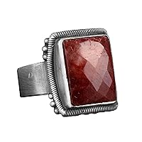 Lucifer Ring, Genuine Real Natural Ruby Gemstone Ring, 925 Sterling Silver Men's Ring