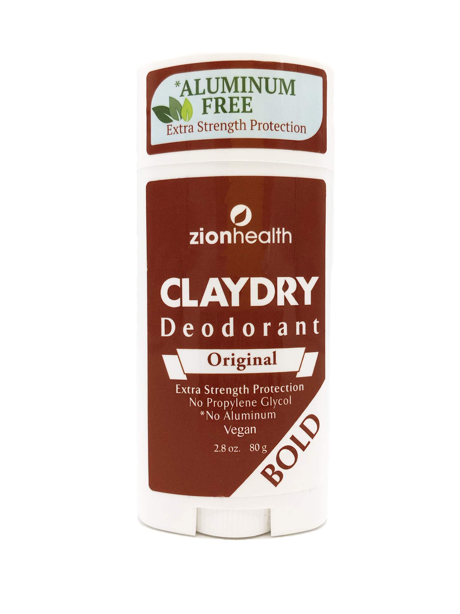 Zion Health Zionhealth Clay Deodorant Original Extra Strength Protection, Bold, 2.5 Oz