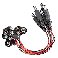 Uxcell 5pcs DC 9V Battery Clip T-Type Soft Buckle w DC Connector Lead Wire 15cm Long