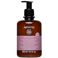 Apivita Feminine Wash for Women, pH Balancing Cleanser for the Intimate Area: Remove Odor, Soothe and Gently Cleanse - With Lactic Acid, Prebiotics & Aloe. Gynecologist Tested - 10.14 Fl Oz