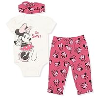 Disney Pixar Toy Story Lion King Minnie Mouse Baby Girls Bodysuit Pants and Headband 3 Piece Outfit Set Newborn to Infant