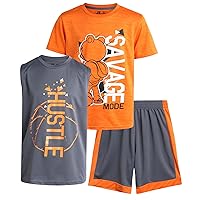 Boys’ Active Shorts Set – 3 Piece Dry Fit T-Shirt, Tank Top, and Basketball Shorts (8-16)