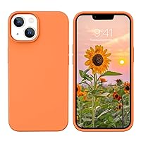 GUAGUA Compatible with iPhone 13 Case 6.1 Inch Liquid Silicone Soft Gel Rubber Slim Thin Microfiber Lining Cushion Texture Cover Shockproof Protective Phone Case for iPhone 13, Orange