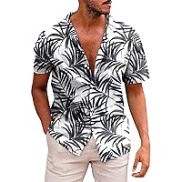 Gym Short Sleeve Tops Men Summer Cool Plus Size V Neck Button Tees Comfortable Print Polyester Baggy Top Mens White