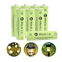 AA Ni-MH 600mAh 1.2V Rechargeable Batteries, AA Solar Batteries for Outdoor Solar Lights, Garden Lights, String Lights (8Pack AA)