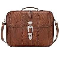 American West Unisex Leather Laptop Briefcase Mocha One Size