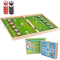 Sling Ice Hockey Game and Backgammon and Flying Chess 3-in-1 Set, Table Football Board Game, for Family Gatherings,Green