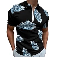 Ice Cubes Mens Polo Shirts Quick Dry Short Sleeve Zippered Workout T Shirt Tee Top