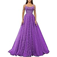 Off The Shoulder Purple Sequin Prom Dress Sparkly Glitter Tulle Ball Gowns for Women Formal Size 8
