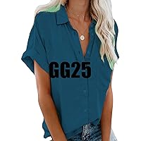 EFOFEI Women's Loose Work Tops Basic V Neck Shirts Comfy Solid Color Shirts