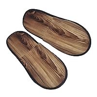 Wood Grain Furry Slippers for Men Women Fuzzy Memory Foam Slippers Warm Comfy Slip-on Bedroom Shoes Winter House Shoes for Indoor Outdoor