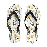 Vantaso Slim Flip Flops for Women Hand Painted Spring Flowers Yoga Mat Thong Sandals Casual Slippers