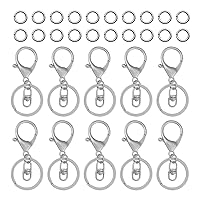 30Pcs Lobster Claw Clasps Keychain for Jewelry Making,Metal Lobster Clasp Swivel Trigger Clips with Swivel Clasps Hook Clips Flat Split Keychain Ring 100Pcs Open Jump Ring for DIY Craft Jewelry Making