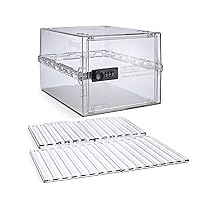 Lockabox One™ Crystal & Shelf Pack Bundle | Lockable Box for Food, Medicines, Tech and Home Safety with Removable Shelves and Base Inserts