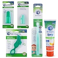 Brilliant Infant Oral Care Set by Baby Buddy, 5 PC, Includes Tooth Gel, Finger Toothbrush, Wipe-N-Brush, Baby's 1st Toothbrush, Baby Toothbrush, Silicone Bristle Toothbrush - Teethers, Green