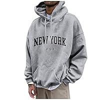Casual Hoodies,Fashion Graphic Sweatshirt For Men Long Sleeve Plus Size Baggy Pullover Hoodie Letter Streetwear