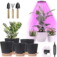 Plant Pots 7/6.5/6/5.5/5 Inch Self Watering Planters with Drainage Hole, Plant Grow Light,LED Growing Light Full Spectrum for Large Plant Light,147 CM Plant Growing Lamps with Height Adjustable,10-Lev