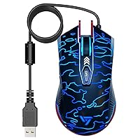 6-Buttton Wired USB Optical Mouse Optical Mice, 4 Adjustable DPI Levels, with 5ft Cord, Support Notebook, PC, Laptop, Computer, MacBook - Black