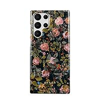 BURGA Phone Case Compatible with Samsung Galaxy S22 Ultra - Cherries Blossom Floral Print Pattern Vintage Flowers Peony Cute Case for Women Thin Design Durable Hard Plastic Protective Case