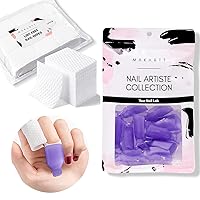 Gel Nail Polish Remover Clips Kit and Lint Free Nail Wipes Bundle, 20 pcs Plastic Resuable Finger and Toe nail clips With Cuticle Pusher, AB Side Design Super Absorbent Cotton Pads 450PCS