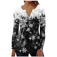 Women Top V-Neck Pleated Christmas Graphic Print Mexican Blouse Casual Oversized Womens Long Sleeve T Shirts
