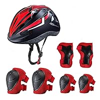 Kids Bike Helmet Toddler Helmet for Ages 3-8 Boys Girls with Sports Protective Gear Set Knee Elbow Wrist Pads for Skateboard Cycling Scooter Rollerblading