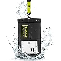 Pelican Marine - IP68 Waterproof Phone Pouch [XL Size] Floating Waterproof Phone Case/Bag for iPhone 15 Pro Max/14 Pro Max/13/12/S24 Ultra/S23/S22/Pixel 8 - Detachable Lanyard - Black / Hi-Vis Yellow