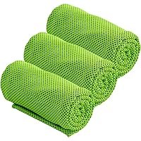 ZoneYan 3 Pcs Cooling Towel, Ice Towel, Cool Towels for Sports, Cold Towel, Stay Cool Ice Towel, Green, 30cm x 80cm, Quick Dry, for Running, Fitness, Yoga, Beach, Golf