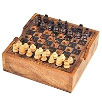 Logica Puzzles Art. Chess for Travellers - Board Game in Fine Wood - Strategy Game for 2 Players - Travel Version