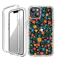 for iPhone 14 and iPhone 13 Case Clear 6.1 Inch with Pattern Design, Protective Slim TPU Cover + Shockproof Bumper for Women and Girls (Marguerites Flowers)