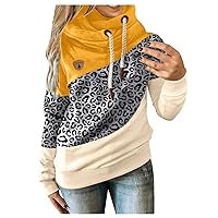 SNKSDGM Women's Fashion Hoodies & Sweatshirts Colorblock Long Sleeve 1/4 Zipper Hoodies Oversized V-Neck Pullovers Tops