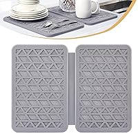 Stone Drying Mat for Kitchen Counter,Stone Dish Drying Mat Fast Drying Super-Absorbent and Foldable Dish Dry Mat Suitable for Quickly Drying of Dishes Fruits and Other Items (grey)