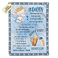 Personalized First Father's Day Blanket Gifts for First Time Dad from Baby, Customized 1st Father's Day Blanket Gifts for Dad, First Time Fathers Day Soft and Cosy Blanket Gifts