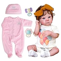 Aori Lifelike Baby Dolls 20 Inch Real Life Newborn Doll and Pink Outfit Accessories for 17-20 Inch Reborn Girl