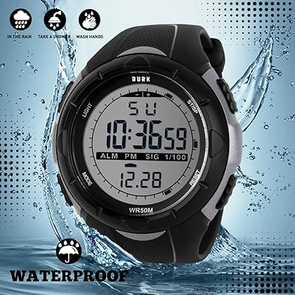 BURK 1025 Men's Watches Digital Watch Waterproof Military LED Backlight Chrono Alarm Sports Wrist Watch