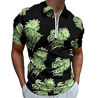 Cute Cthulhu Myth Creature Mens Polo Shirts Quick Dry Short Sleeve Workout T Shirt Tee Top