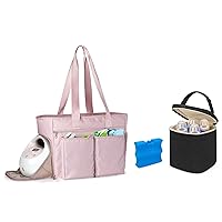 Fasrom Pump Tote Bag Bundle with Insulated Baby Bottle Bag Fits 4 Large Baby Bottles up to 9 Ounce