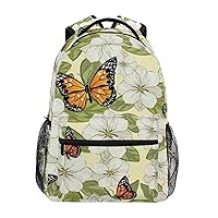 ALAZA Flowers and Butterflies Junior High School Bookbag Daypack Laptop Outdoor Backpack