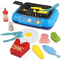 Kids Play Kitchen Toy Accessories,20 Pcs Color-Changing Kitchen Playset Cooking Toys, Kitchen Pretend Cookware Play Set with Pots and Pans Set, Play Food Toy Set for Toddler Girls Boys(Blue)
