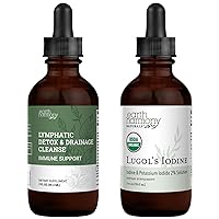 Earth Harmony Organic Lugol's Iodine 2% Solution & Lymphatic Drainage Detox - 2 Fl Oz Each