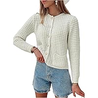 Sidefeel Womens 2023 Cardigan Sweaters Button Up Open Front Long Sleeve Knit Outwear