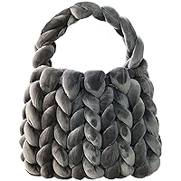 HandWoven Shoulder Bag for Women Knit Tote Bags Handmade Braided Purse Cute Puffy Bag for Autumn and Winter