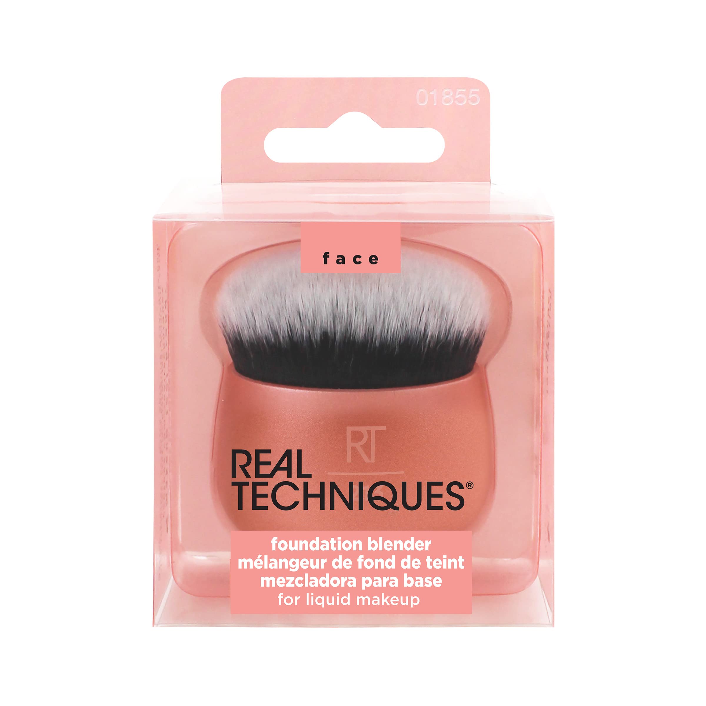 Real Techniques Foundation Makeup Blender, Kabuki Brush For Face or Body Makeup, Works With Liquid or Cream Foundation, No Handle, Blend & Buff Makeup, Dense Synthetic Bristles, 1 Count