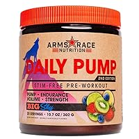 Arms Race Nutrition Daily Pump 2nd Edition STIM-Free Pre-Workout, 20 Servings (Big Sky)
