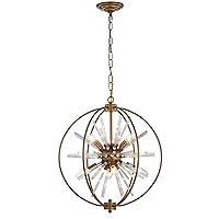Warehouse of Tiffany HM149/8GD Minzy Orb Aged Gold 8-Light Metal Cage Starburst Crystals Chandelier