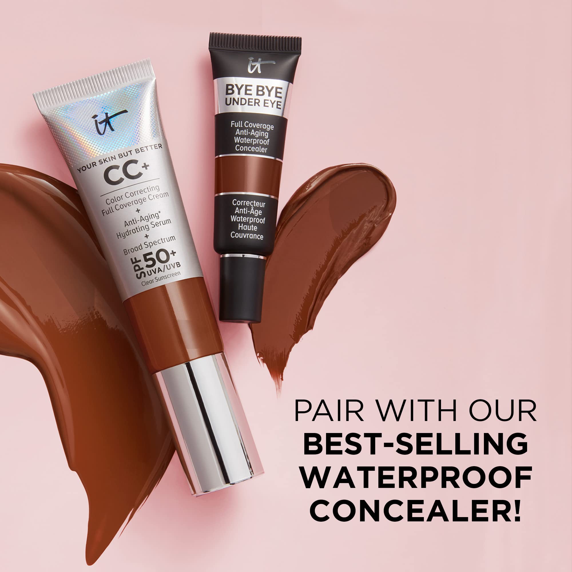 IT Cosmetics Your Skin But Better CC+ Cream - Color Correcting Cream, Full-Coverage Foundation, Hydrating Serum & SPF 50+ Sunscreen - Natural Finish - 1.08 Fl. Oz