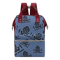 Vegetable Veggie Vegan Power Wide Open Designed Diaper Bag Waterproof Mommy Bag Multi-Function Travel Backpack Tote Bags