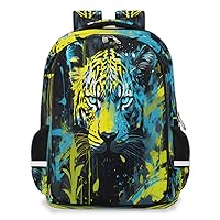Small Backpack for Women, Tiger Travel Backpack Multi Compartment Carry On Backpack Oil Painting Tiger Waterproof Backpack Cute Book Bags With Chest Strap for Women Men