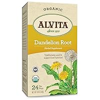 Alvita Organic Dandelion Root Herbal Tea - Made with Premium Quality Organic Dandelion Root Leaves, A Delicate Mint Flavor and Aroma, 24 Tea Bags